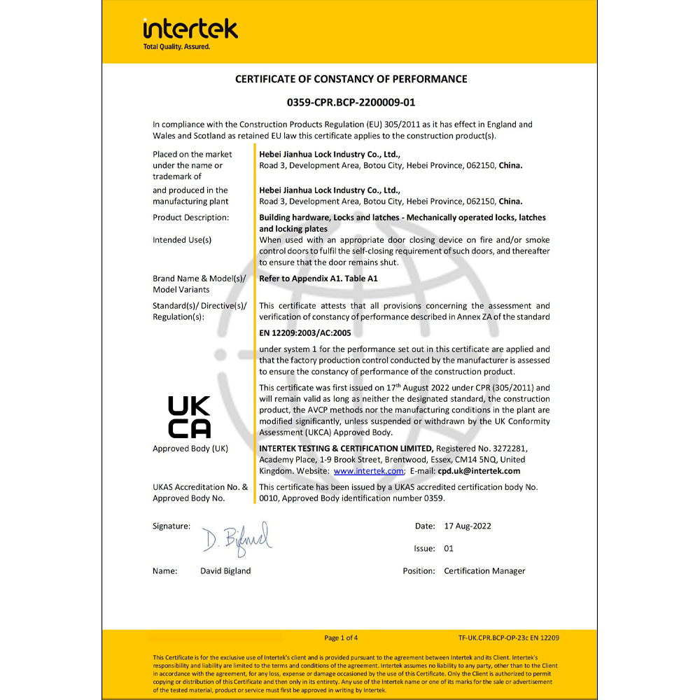 Edelstahl 304 CE-Zertifikat Brandschutz-Einstecktürschloss 