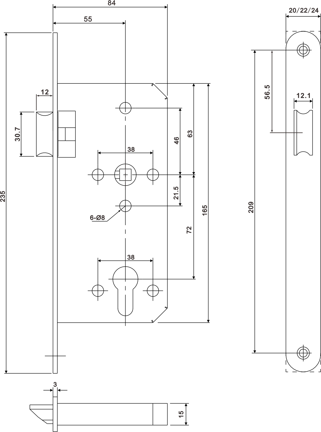 CE-Kennzeichnung Brandschutzklasse Best European Commercial Exterior Door Lock Latch Passage Slot Lockset