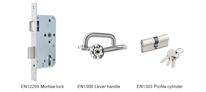 Doppelzylinder mit Hebelgriff und Einsteckschloss