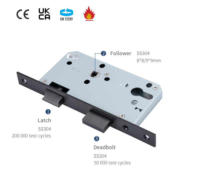 Details zum mattschwarzen Einsteckt&uuml;rschloss 6072Z